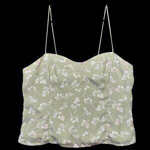 Abercrombie & Fitch Green Floral Print Spaghetti Strap Top Womens Size Medium